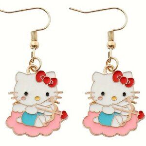 Hello Kitty Cupid Earrings Enamel Love Arrow Sanrio Dangle  Goth Emo Scene Gift